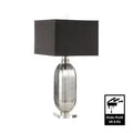 Silver Mercury Glass Table Lamp with Dark Grey Linen Shade CIMC