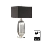 83.8cm Silver Mercury Glass Table Lamp with Dark Grey Linen Shade CIMC