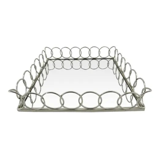 35cm Chain Link Tray Chrome And Mirror Lina Home
