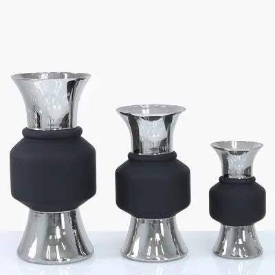 Black & Chrome Vase Home Store Living