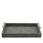 Grey Faux Litchi with Chrome Handle Tray 40cm x 27cm CIMC
