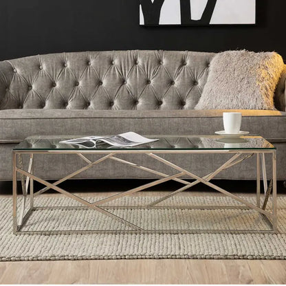 Azaria Stainless Steel Glass Top Coffee Table CIMC