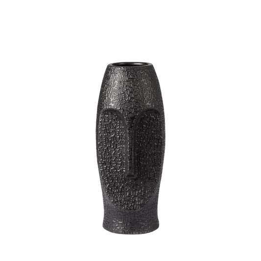 Black Textured Face Vase Home Store Living