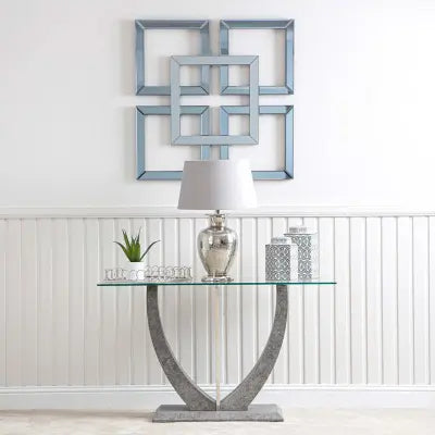 35cm Chain Link Tray Chrome And Mirror Lina Home
