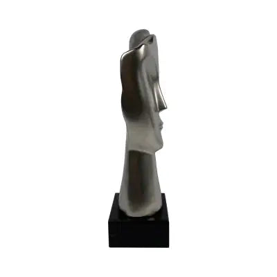 40.5cm Matte Silver Face Sculpture on Black Stand CIMC