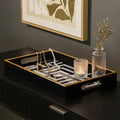 Set of 2 Black & White Rectangular Trays CIMC