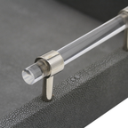 Grey Faux Litchi with Chrome Handle Tray 40cm x 27cm CIMC