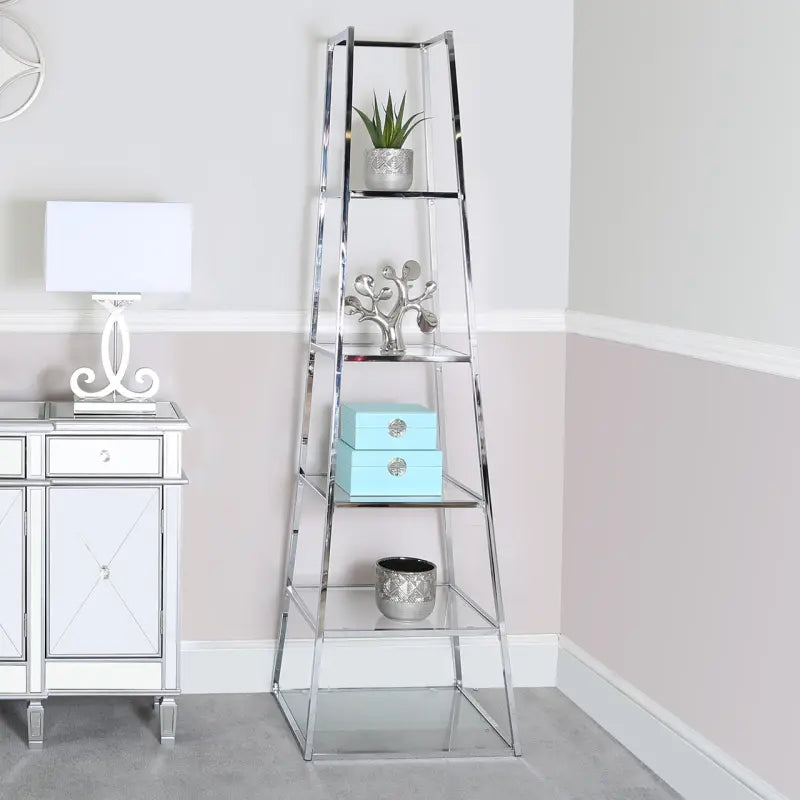 Logan Steel & Clear Glass 5-Tier Ladder Display Unit Lina Home