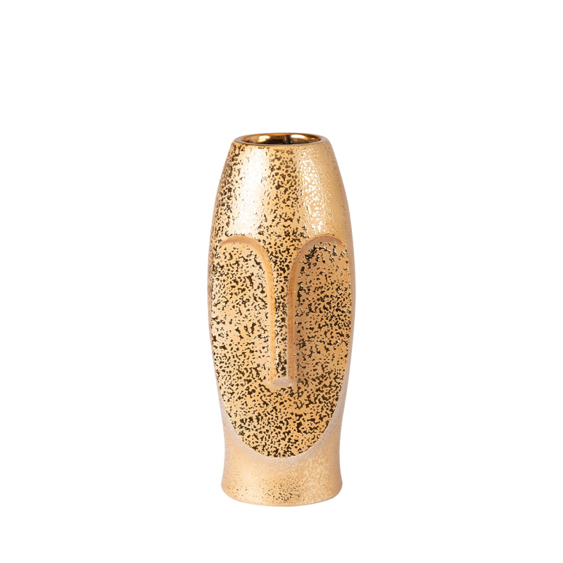 Gold Textured Face Vase Home Store Living