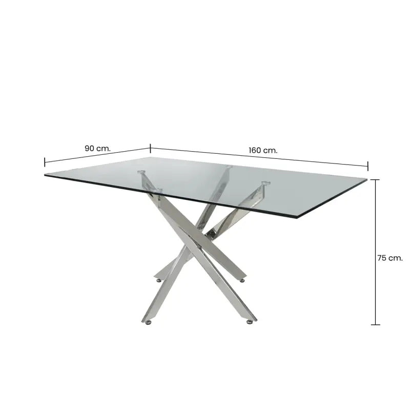Nova 1.6m Chrome & Glass Dining Table Lina Home