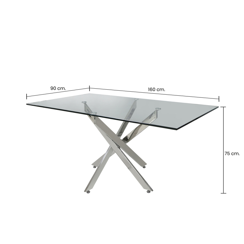 Nova 1.6m Chrome & Glass Dining Table
