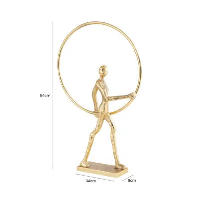 54cm Man with Ring Gold Metal Sculpture Lina Home