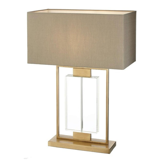 Ryston Table Lamp Antique Brass Finish Crystal