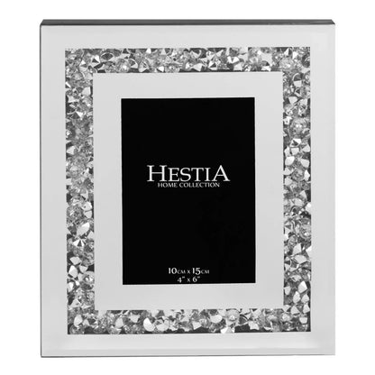 Hestia Mirror Glass with Crystal Edge Photo Frame Photograph 5"x 7" Home Store Living