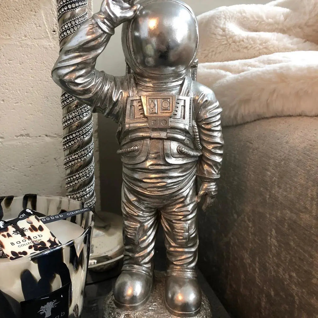 Silver Standing Astronaut Sculpture Mcgowan and rutherford