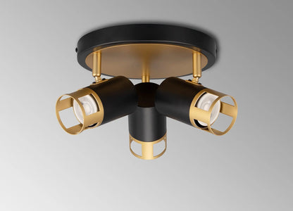 Sofia 3 Light Round Spotlight GU10, Black / Painted Gold Home Store Living