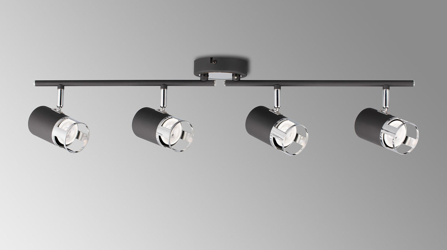 Sofia 4 Light Linear Bar Spotlight GU10, Graphite / Polished Chrome Home Store Living