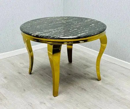 Sofia Round 1.1m Black Marble Dining Table with Gold Legs ASR
