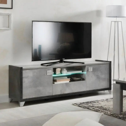 Trillo Grey High Gloss TV Unit Home Store Living