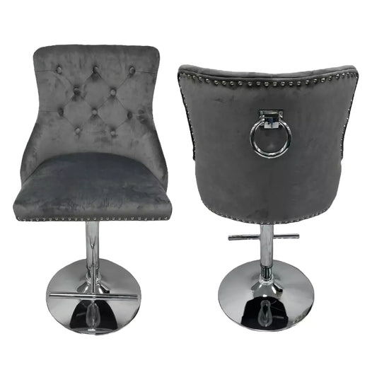 Chelsea Dark Grey Ring Knocker Bar Stool (Set of 2) Home Store Living