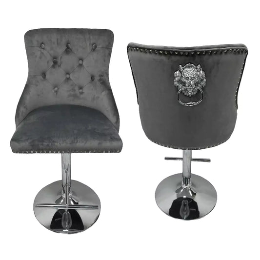 Chelsea Dark Grey Lion Knocker Bar Stool (Set of 2) Home Store Living