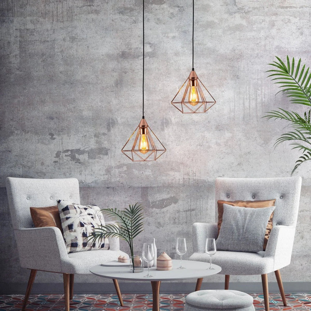 Rose Gold Metal Cage Pendant Ceiling Light Home Store Living