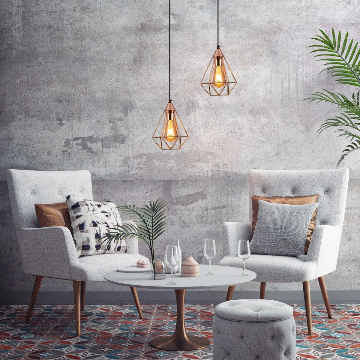 Rose Gold Metal Cage Pendant Ceiling Light Home Store Living