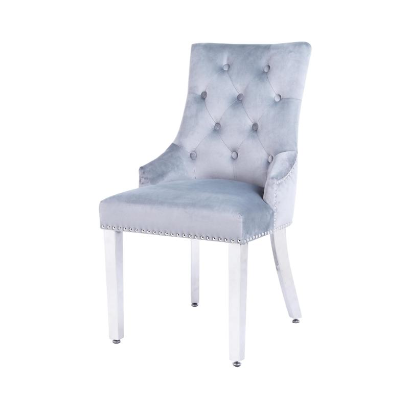 Valencia Light Grey Velvet Dining Chair (Pair) Home Store Living