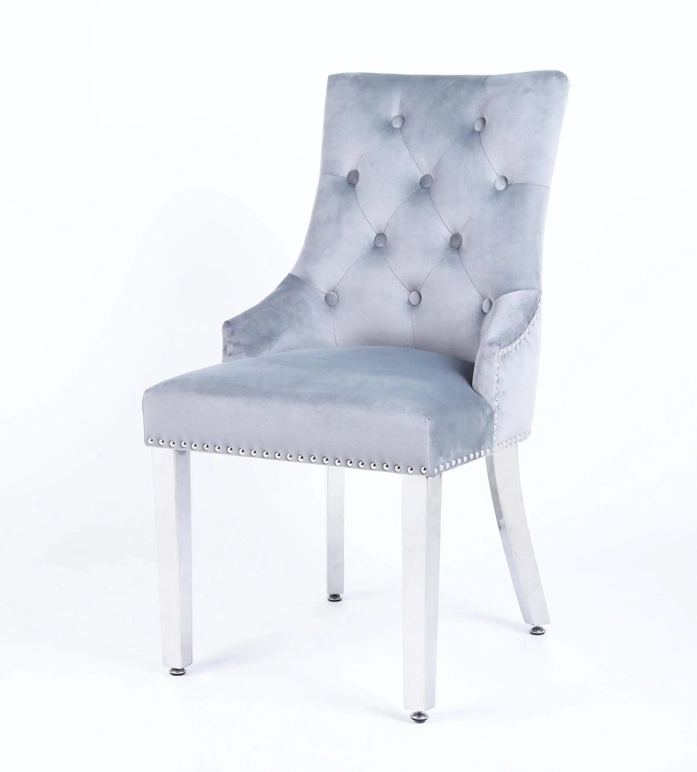 Valencia Light Grey Velvet Dining Chair (Pair) Home Store Living