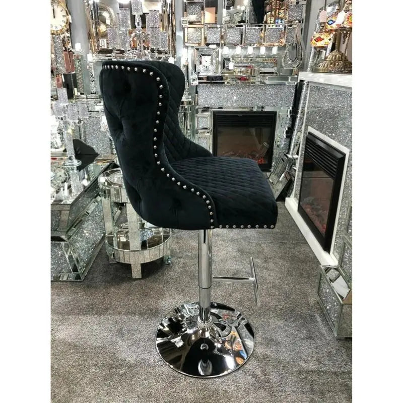 Valente Black Velvet Bar Stool Home Store Living