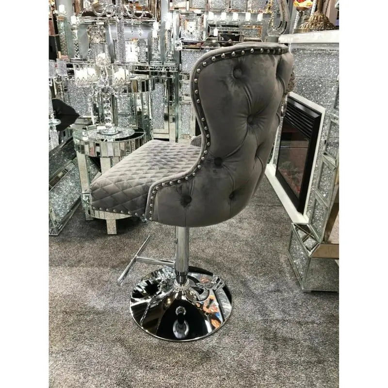 Valente Grey Velvet Bar Stool Home Store Living