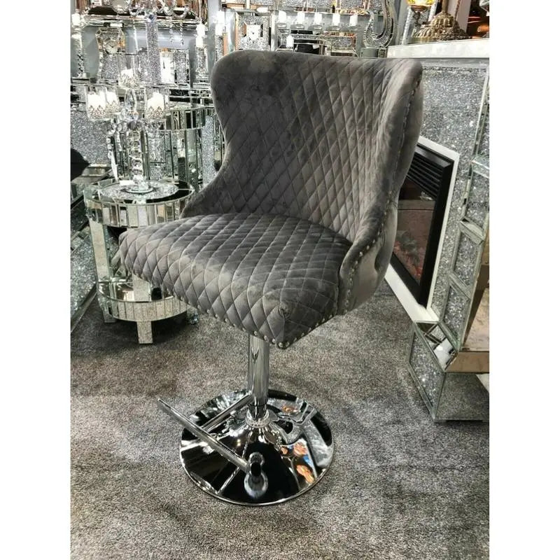 Valente Grey Velvet Bar Stool Home Store Living