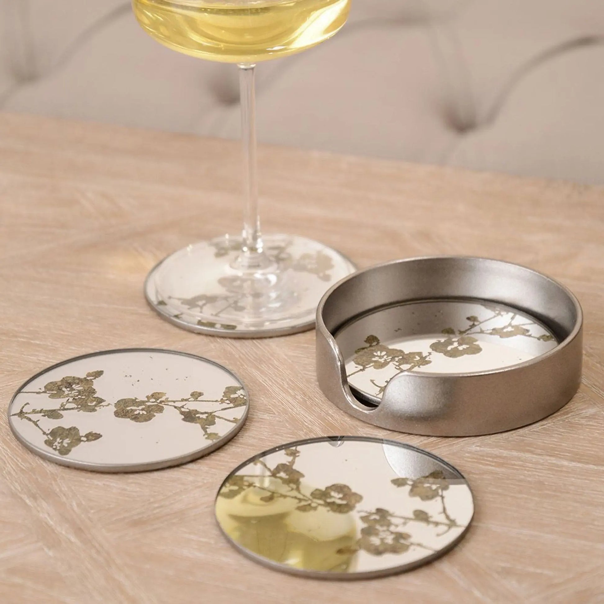 Vienna Antique Gold Blossom Coasters (Set of 4) Libra