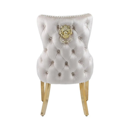 Vita Luxe Cream and Gold Dining Chair with Lion Knocker (Pair) Home Store Living