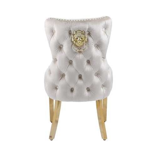 Vita Luxe Cream and Gold Dining Chair with Lion Knocker (Pair) Home Store Living