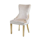 Vita Luxe Cream and Gold Dining Chair with Lion Knocker (Pair) Home Store Living