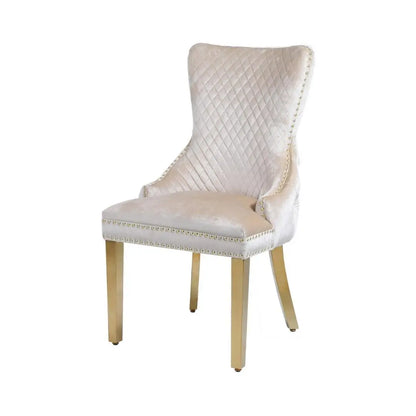 Vita Luxe Cream and Gold Dining Chair with Lion Knocker (Pair) Home Store Living