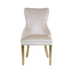 Vita Luxe Cream and Gold Dining Chair with Lion Knocker (Pair) Home Store Living