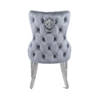 Vita Luxe Grey and Silver Dining Chair with Lion Knocker (pair) Home Store Living