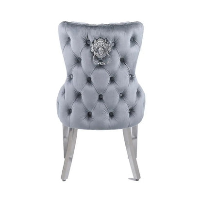 Vita Luxe Grey and Silver Dining Chair with Lion Knocker (pair) Home Store Living