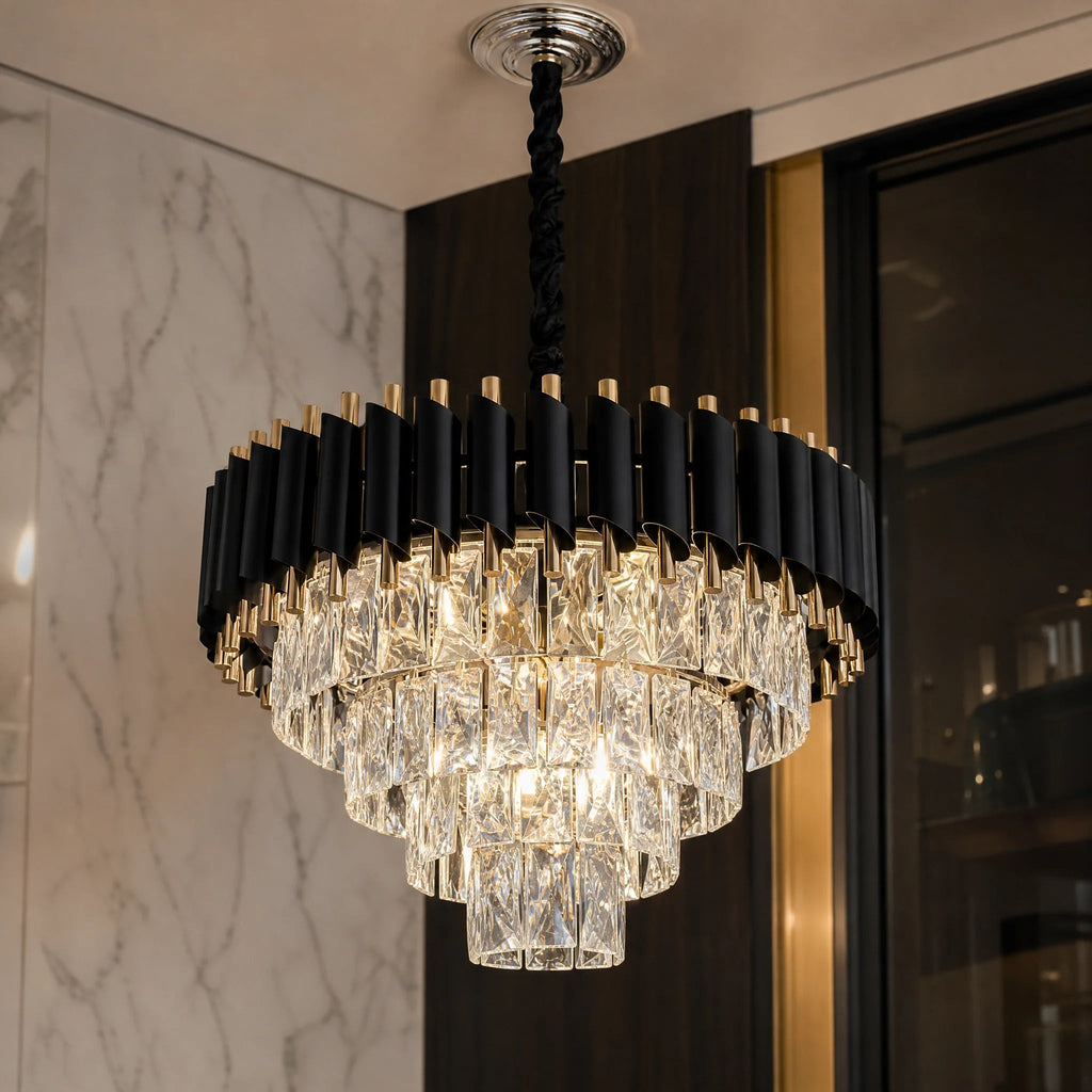 Black Aluminium Crystal Ceiling Light China