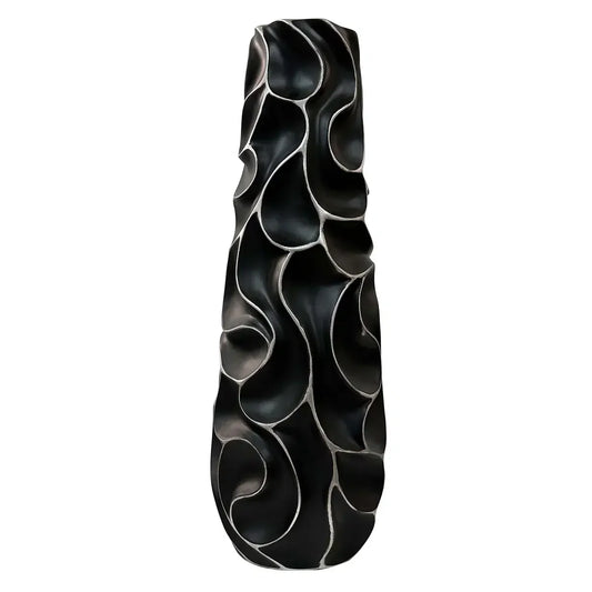 Small Polyresin Textured Black Vase Home Store Living