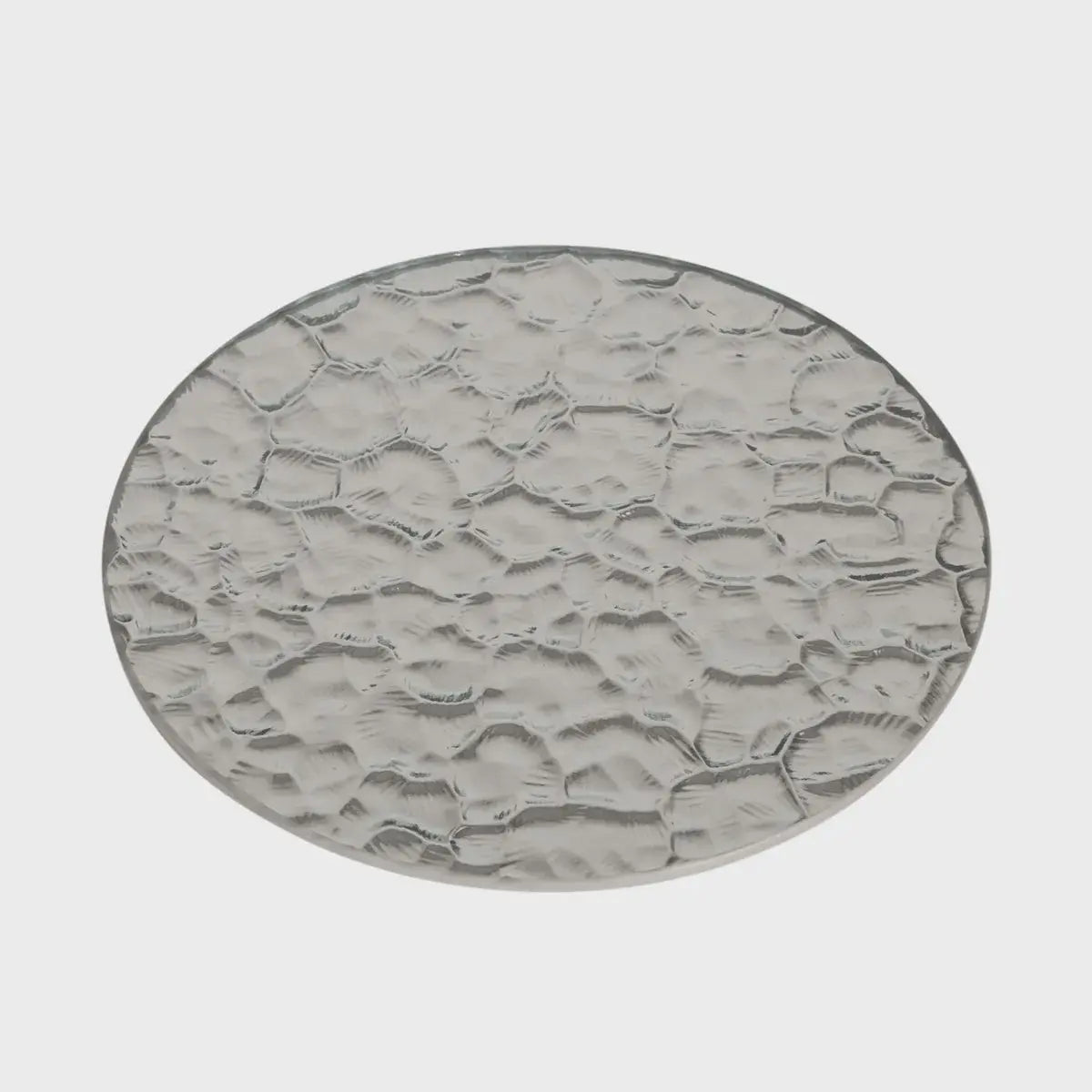 Candle Plate - Textured Silver Glass 15cm Aromatize