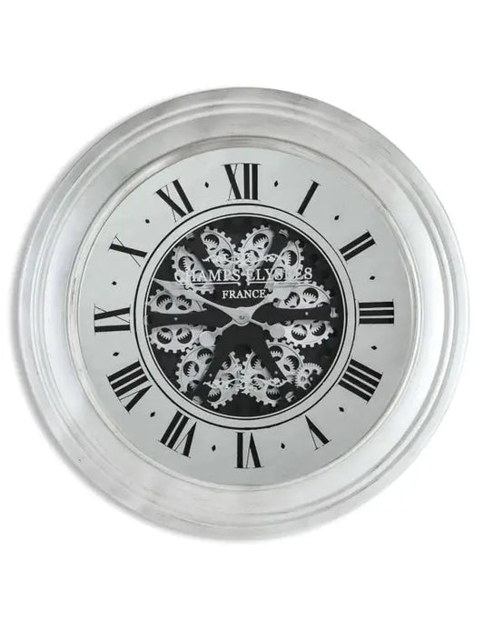 Mirrored Face Antique Style Moving Gears Clock Mcgowan and rutherford