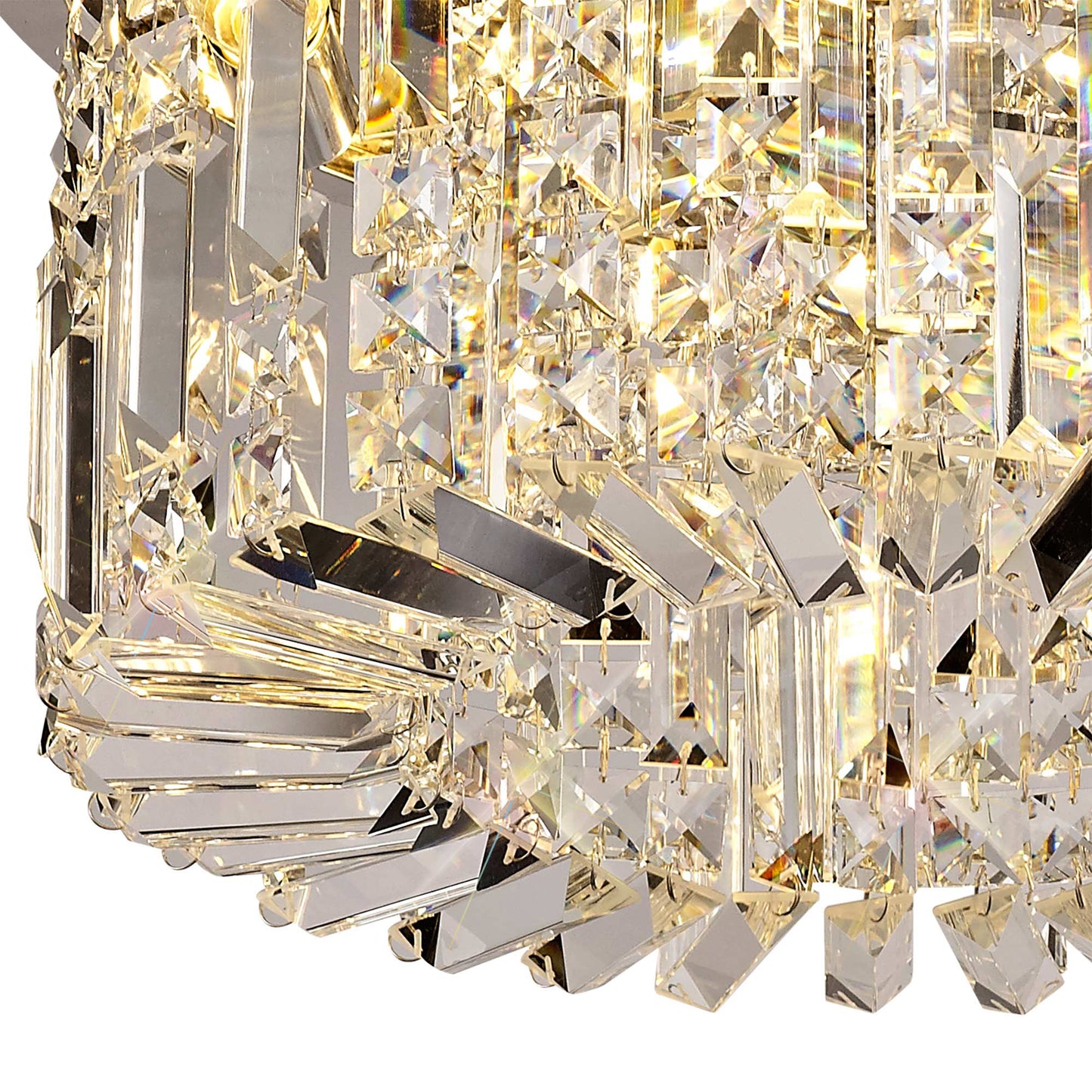 Ziva 45cm Round Flush Chandelier, 5 Light E14, Polished Chrome/Crystal