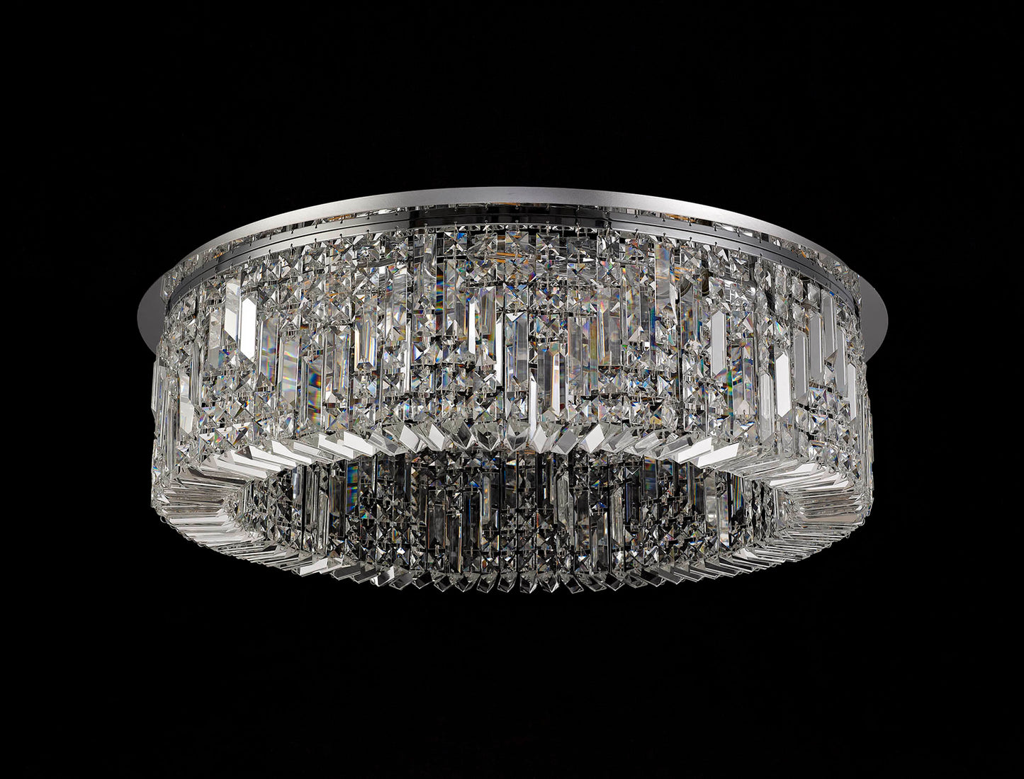 Ziva 85cm Round Flush Chandelier, 12 Light E14, Polished Chrome/Crystal Item Weight: 21kg