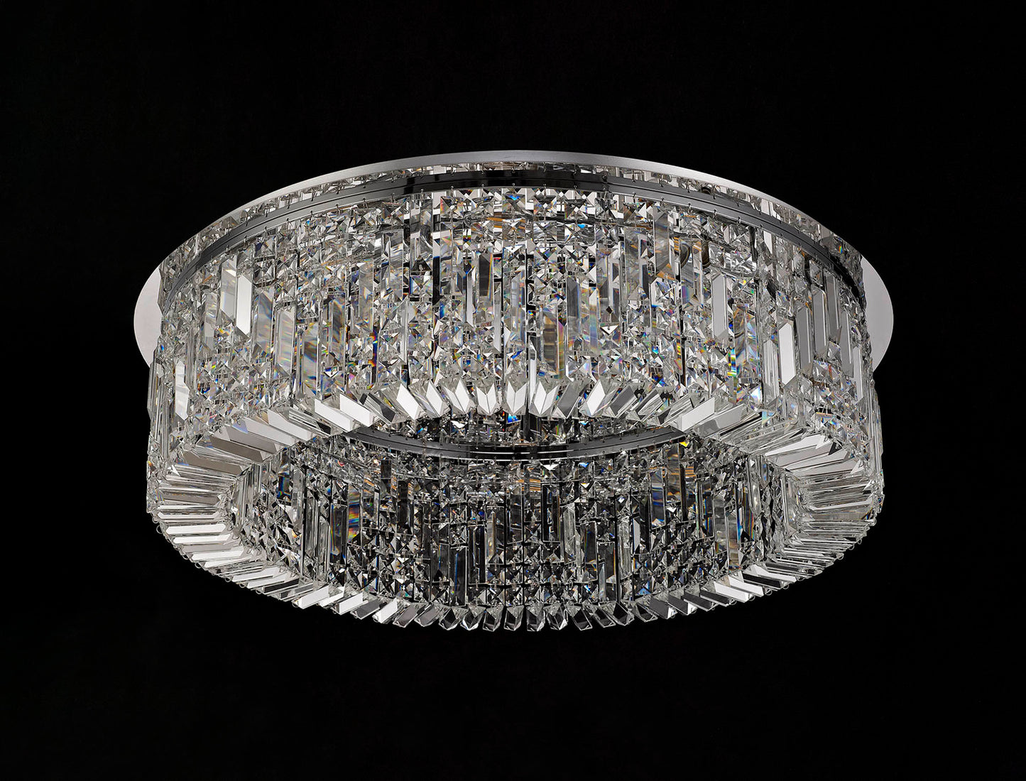 Ziva 85cm Round Flush Chandelier, 12 Light E14, Polished Chrome/Crystal Item Weight: 21kg