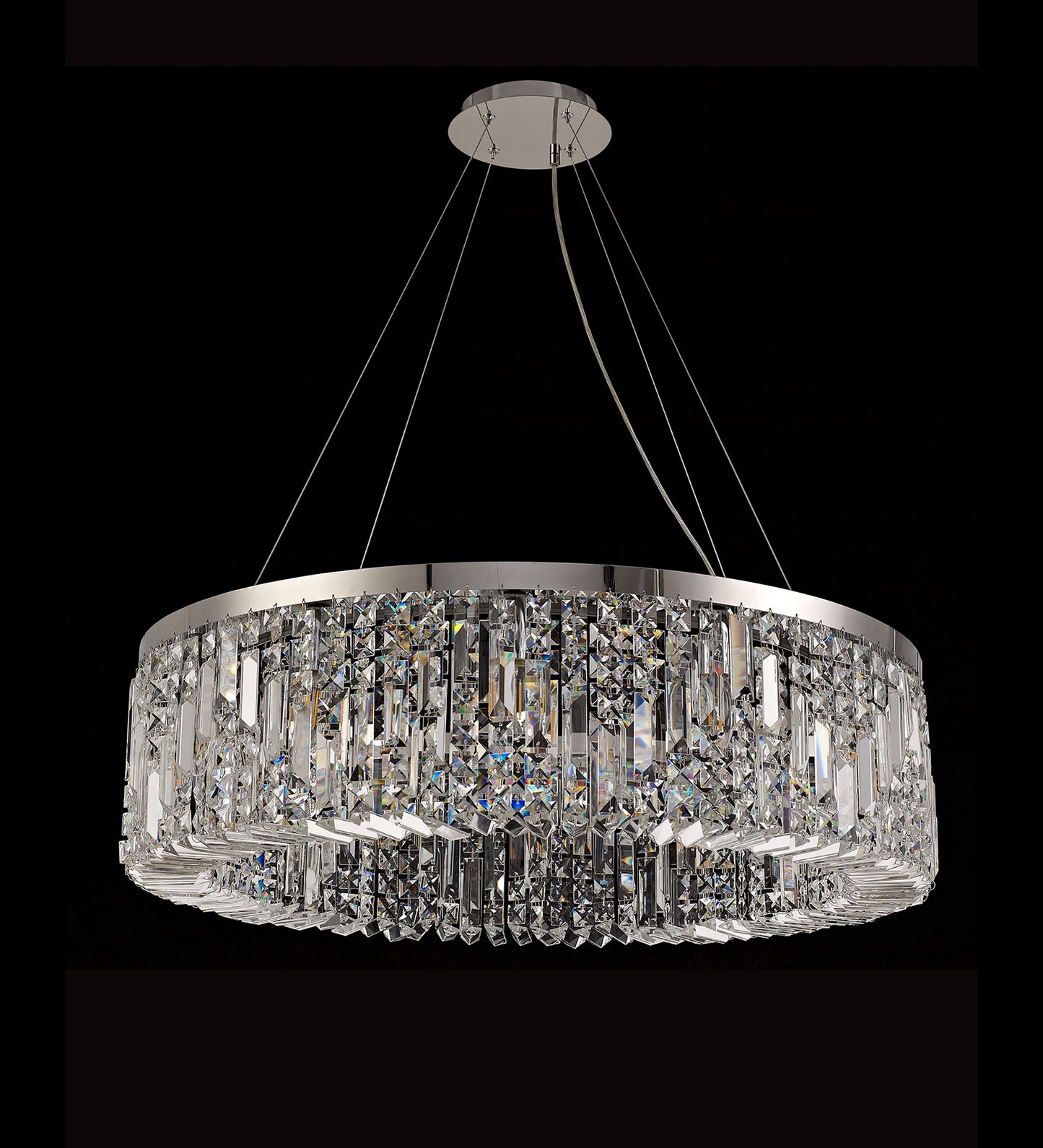 Ziva 80cm Round Pendant Chandelier, 12 Light E14, Polished Chrome/Crystal Item Weight: 16.8kg