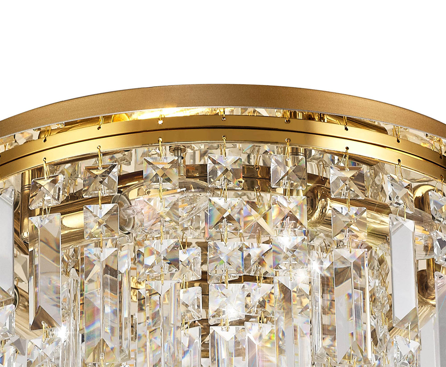 Ziva 45cm Round Flush Chandelier, 5 Light E14, Gold/Crystal