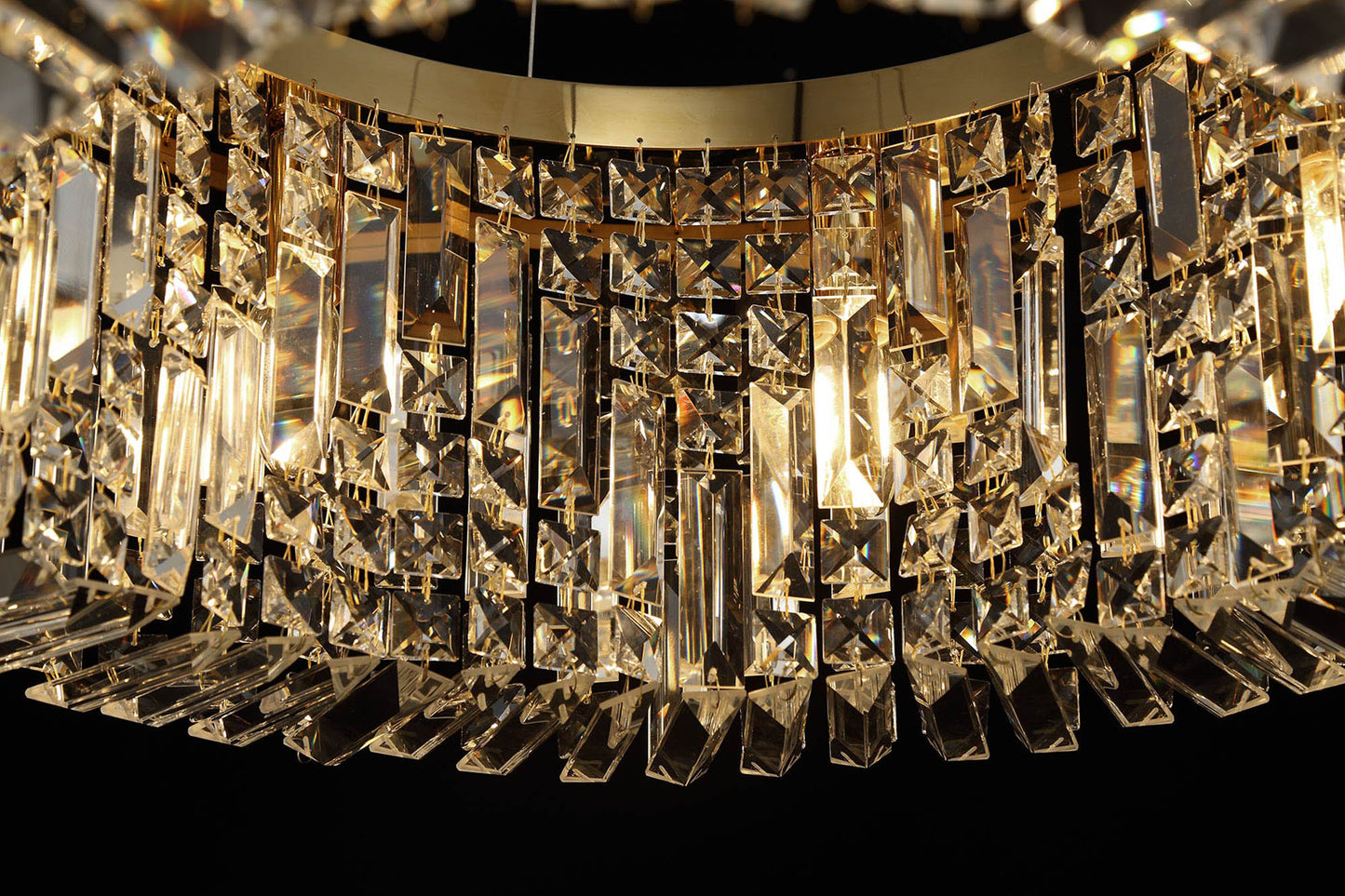 Ziva 80cm Round Pendant Chandelier, 12 Light E14, Gold/Crystal Item Weight: 16.8kg